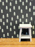 Dollhouse Miniature Snowy Pine Trees Wallpaper