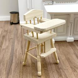 Dollhouse Miniature Unfinished Wood High Chair