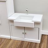 Dollhouse Miniature Modern Sink with Base Cabinet in White