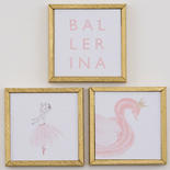 Dollhouse Miniature Ballerina and Swan Mini Picture Set of 3