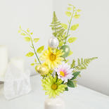 Yellow Green and Pink Artificial Gerbera and Egg Spray