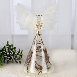 Battery Operated Light Up Glass Angel with Snowy Twigs