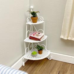 Dollhouse Miniature White Wire Corner Shelf