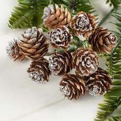 Cluster of Silver Glittered Mini Pine Cones