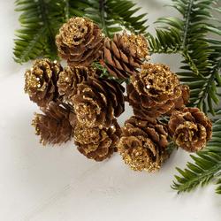 Cluster of Gold Glittered Mini Pine Cones