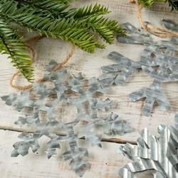 Corrugated Metal Snowflake Ornaments
