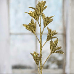 Gold Glittered Artificial Lily Stem