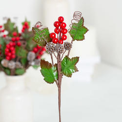 Artificial Berry and Cones Leaf Picks