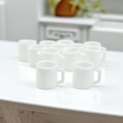 Dollhouse Miniature White Coffee Mugs