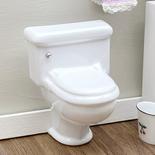 Dollhouse Miniature Toilet - White - Silver Handle