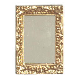 Dollhouse Miniature Small Gold Rectangular Mirror