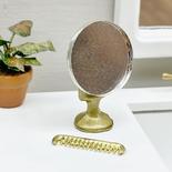 Dollhouse Miniature Comb and Mirror Set