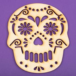 Unfinished Wood Day of the Dead Sugar Skull Cutout
