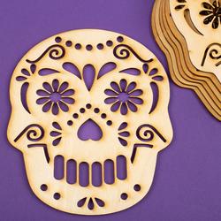 Unfinished Wood Day of the Dead Sugar Skull Cutouts