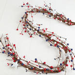 Red White and Blue Mixed Berry and White Stars Garland