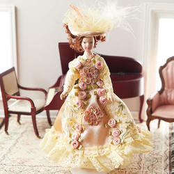 Dollhouse Miniature Victorian Lady in Floral Gown
