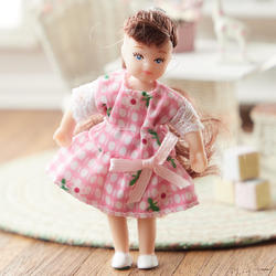 Miniature Little Brunette Sister Dollhouse Doll
