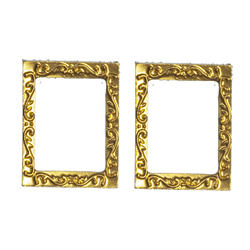 Set of 2 Dollhouse Miniature Rectangular Frames in Gold