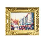 Dollhouse Miniature Paris Street Scene with Gold Frame