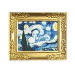 Dollhouse Miniature Blue Picture with Gold Frame
