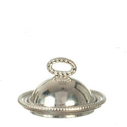 Dollhouse Miniature Covered Tray in Silver