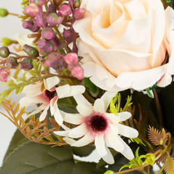 Artificial Pink Rose Bud and Daisy Bush