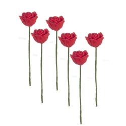 Set of 6 Miniature Red Rose Picks