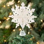 White Iridescent Sparkling Snowflake Tree Topper
