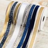 Navy, White, and Gold Value Christmas Ribbon Pack