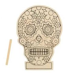 Ready-to-Color Wood Stand Up Sugar Skull Kid's Craft Kit