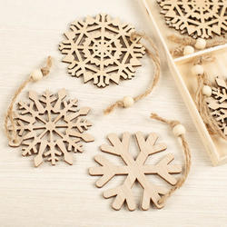 Decorative Wooden Snowflake Ornament Set