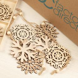 Bulk Case of 100 Decorative Wooden Snowflake Ornament Sets