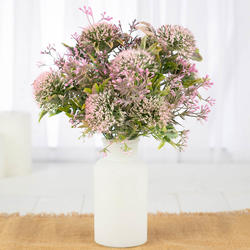 Artificial Wild Onion and Berry Bloom With White Vase Bundle