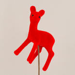 Miniature Red Flocked Deer Pick