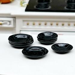 Dollhouse Miniature Black Enamelware Dish Set