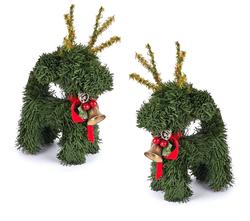 Artificial Pine Holiday Reindeer Set - True Vintage