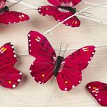 Fuchsia Artificial Feather Butterflies
