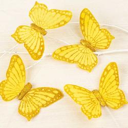 Gold Glittered Fabric Butterflies