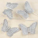 Silver Glittered Artificial Fabric Butterflies