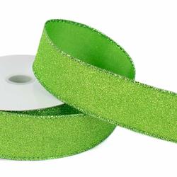 Apple Green Glittered Wired Ribbon