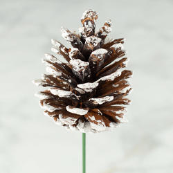 Snowy Natural Pinecone Pick