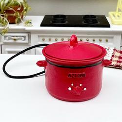 Dollhouse Miniature Red Crock Pot
