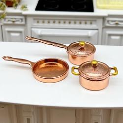 Dollhouse Miniature Copper Cooking Pots and Pan