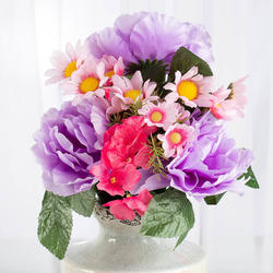 Mixed Color Artificial Peony, Hydrangea and Daisies Bush