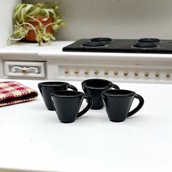 Dollhouse Miniature Black Cup Set