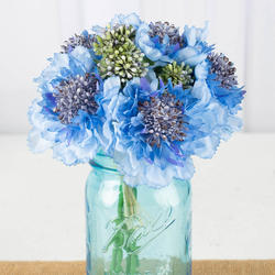 Blue Artificial Pincushion Flower Bundle