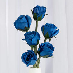 Royal Blue Artificial Silk Rose Bud Bundle