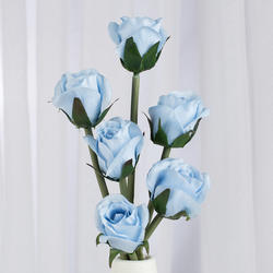 Light Blue Artificial Silk Rose Bud Bundle
