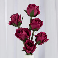 Burgundy Artificial Silk Rose Bud Bundle