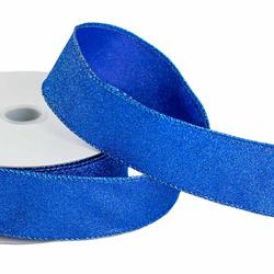 Royal Blue Glittered Wired Ribbon